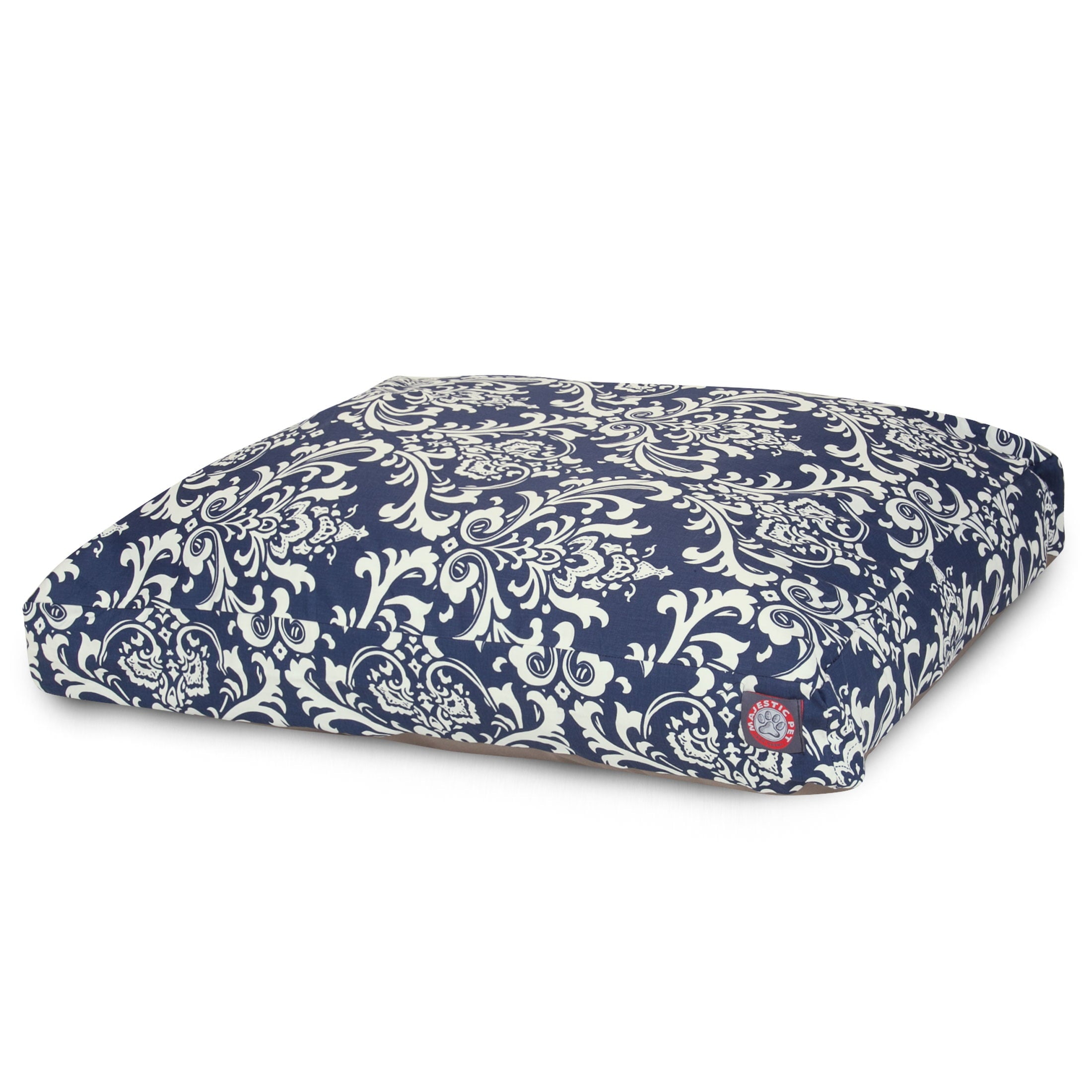 Majestic Pet | French Quarter Rectangle Pet Bed For Dogs， Removable Cover， Navy Blue， Large