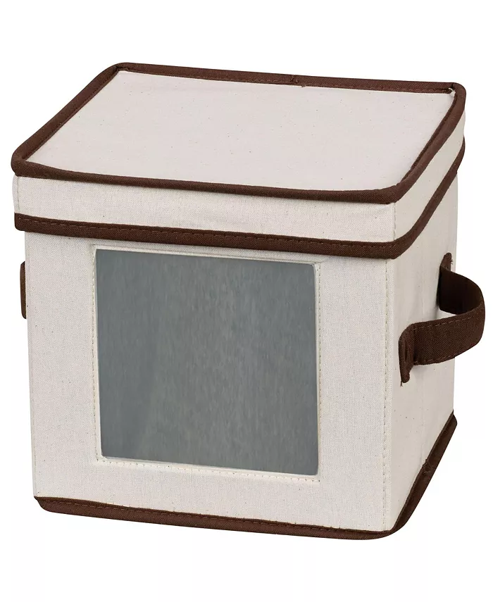 Household Essentials China Plate Storage Box， Salad Plate Storage， Windowed Panel， Stackable and Foldable Frame， Handles and Fully Removable Lid