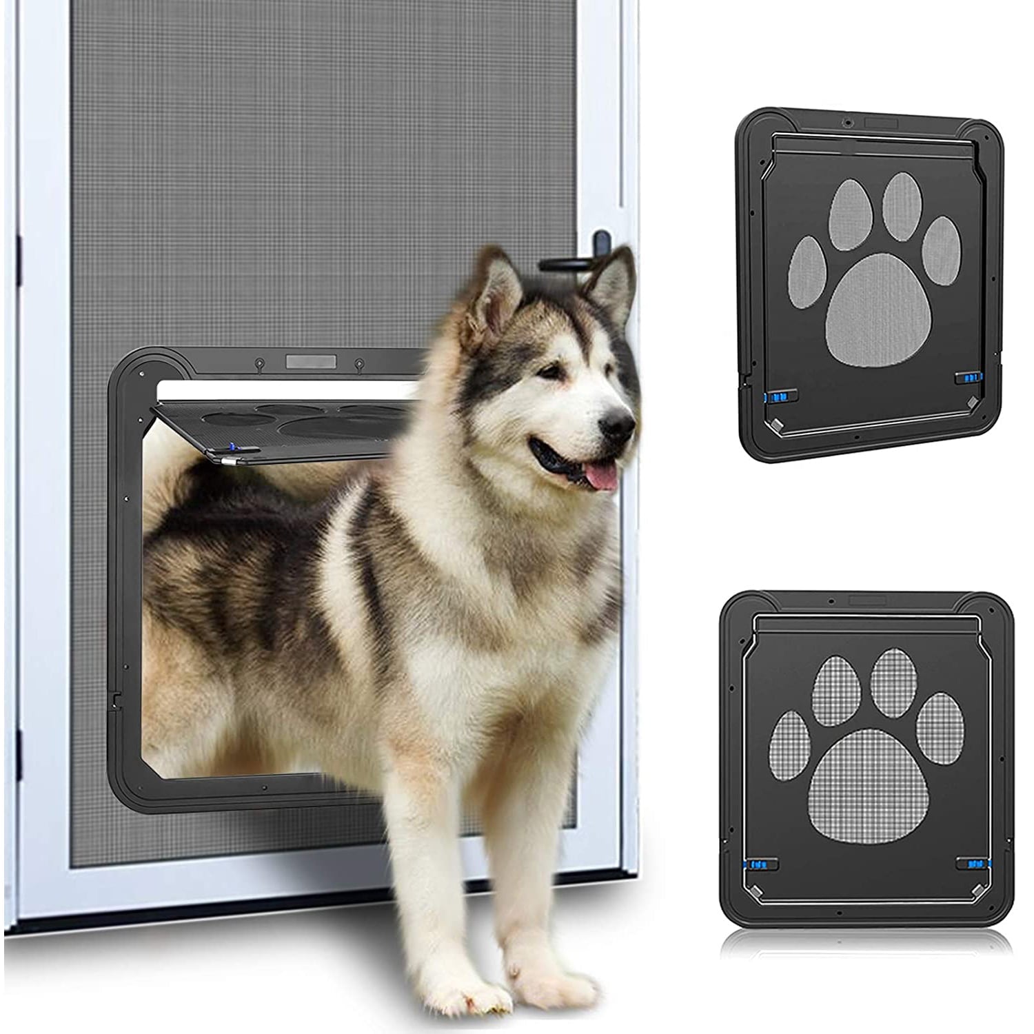 Ownpets Lockable Pet Screen Door， with Magnetic Locking Function， Plastic Door for Dog and Cat