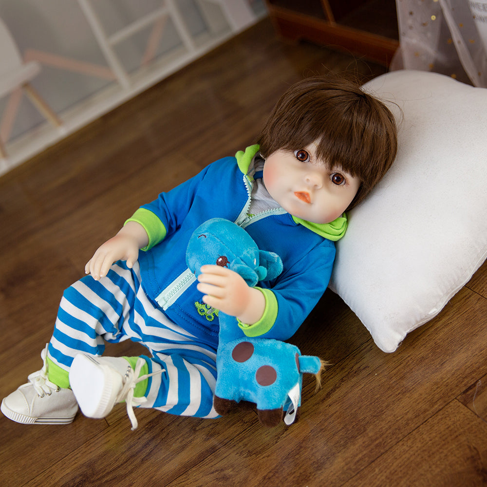 Kuaiyou Reborn Baby Dolls Realistic Handmade Soft Body 22" Silicone Limbs Toddler Gift Sets