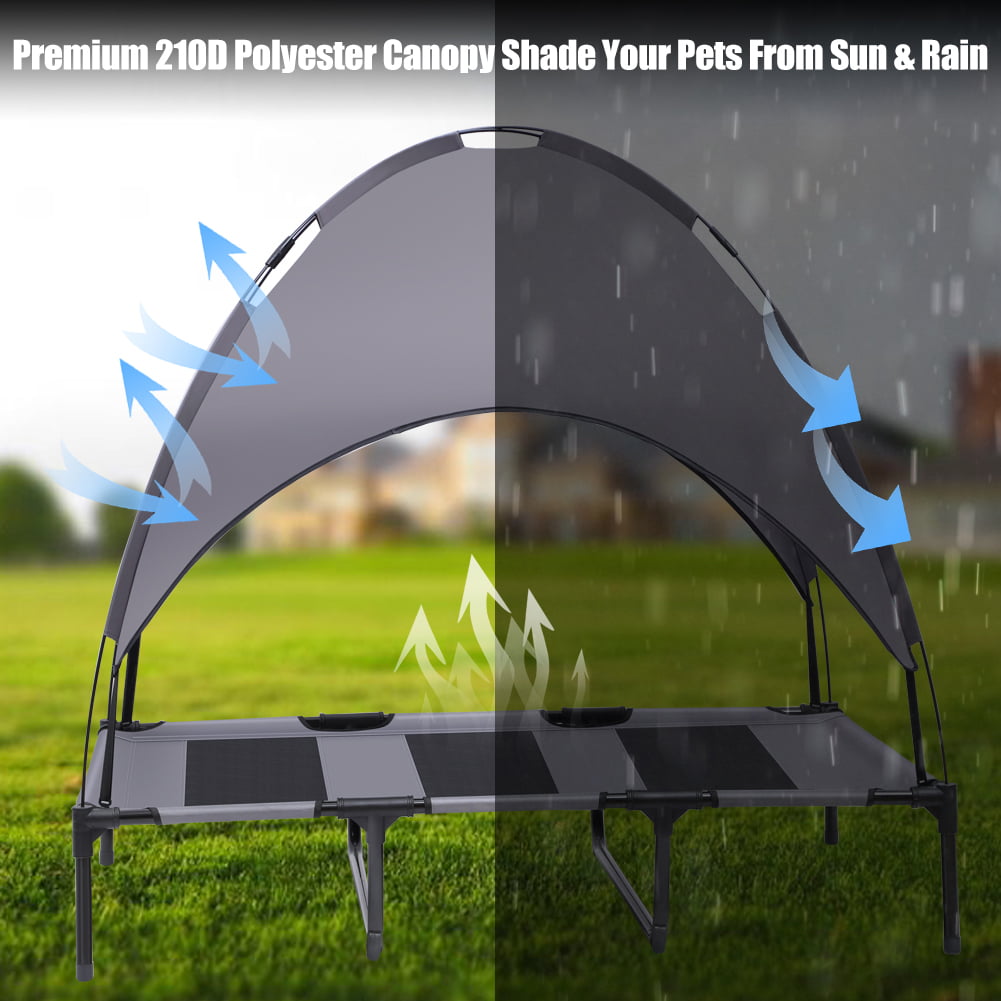Extra Large Elevated Dog Bed W/ Canopy， Canopy Outdoor Dog Bed， Pet Canopy With Cot