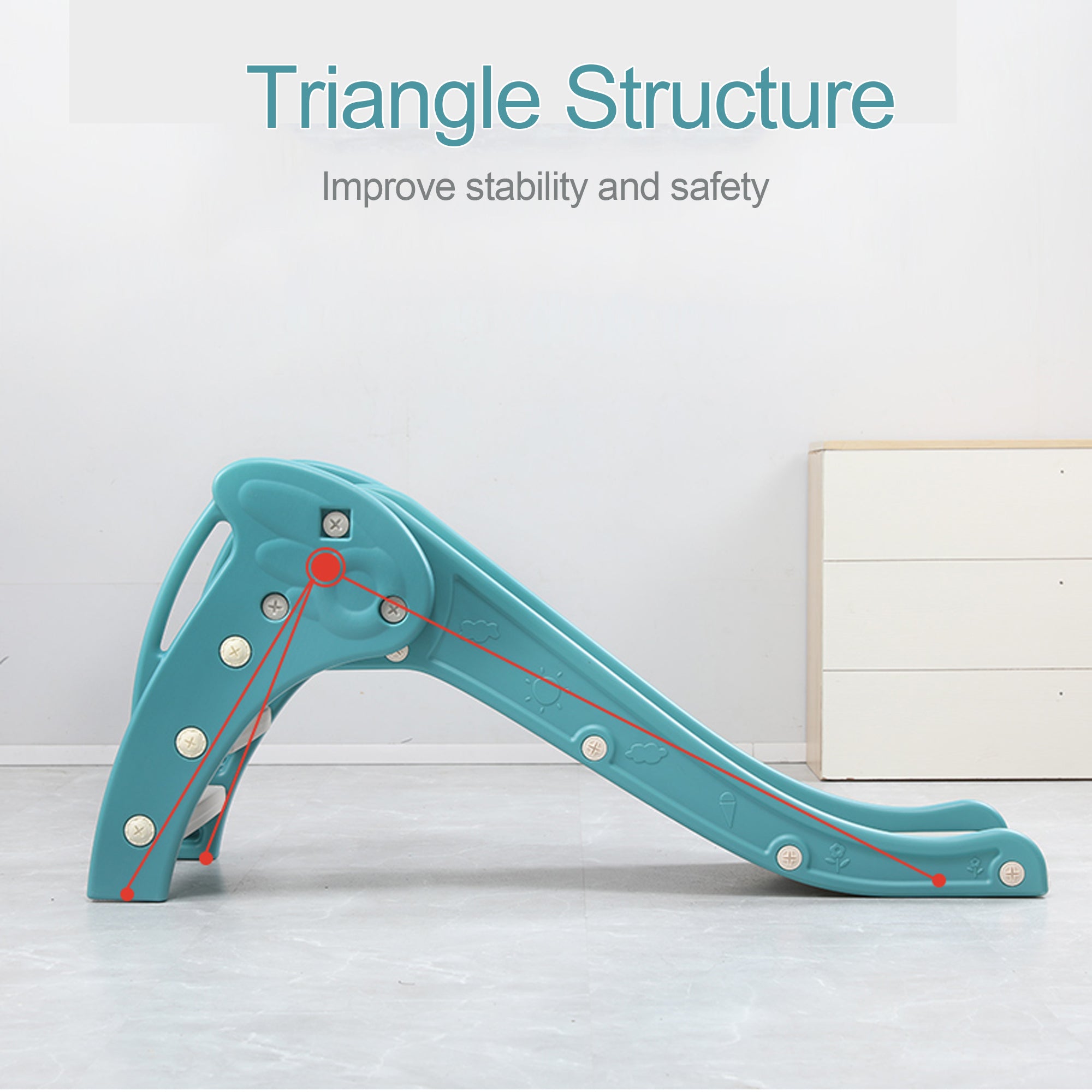 REIDIU Freestanding Baby Slide Indoor First Play Set，Green