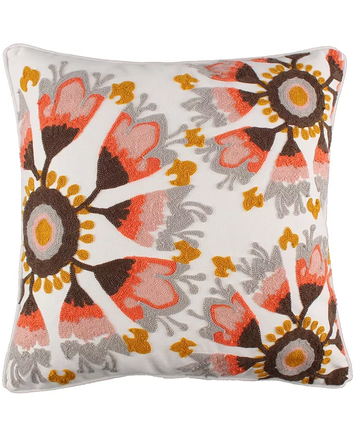 Levtex Melina Crewel Medallion Decorative Pillow， 18