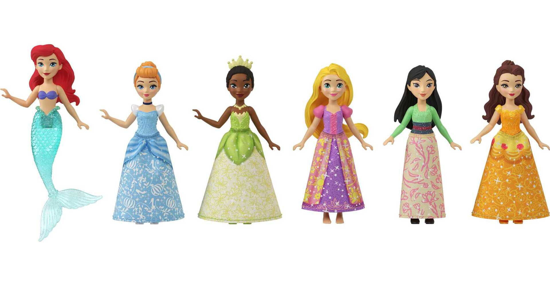 Disney Princess Small Doll Princess Party with 6 Posable Dolls and 13 Tea Time Accessories