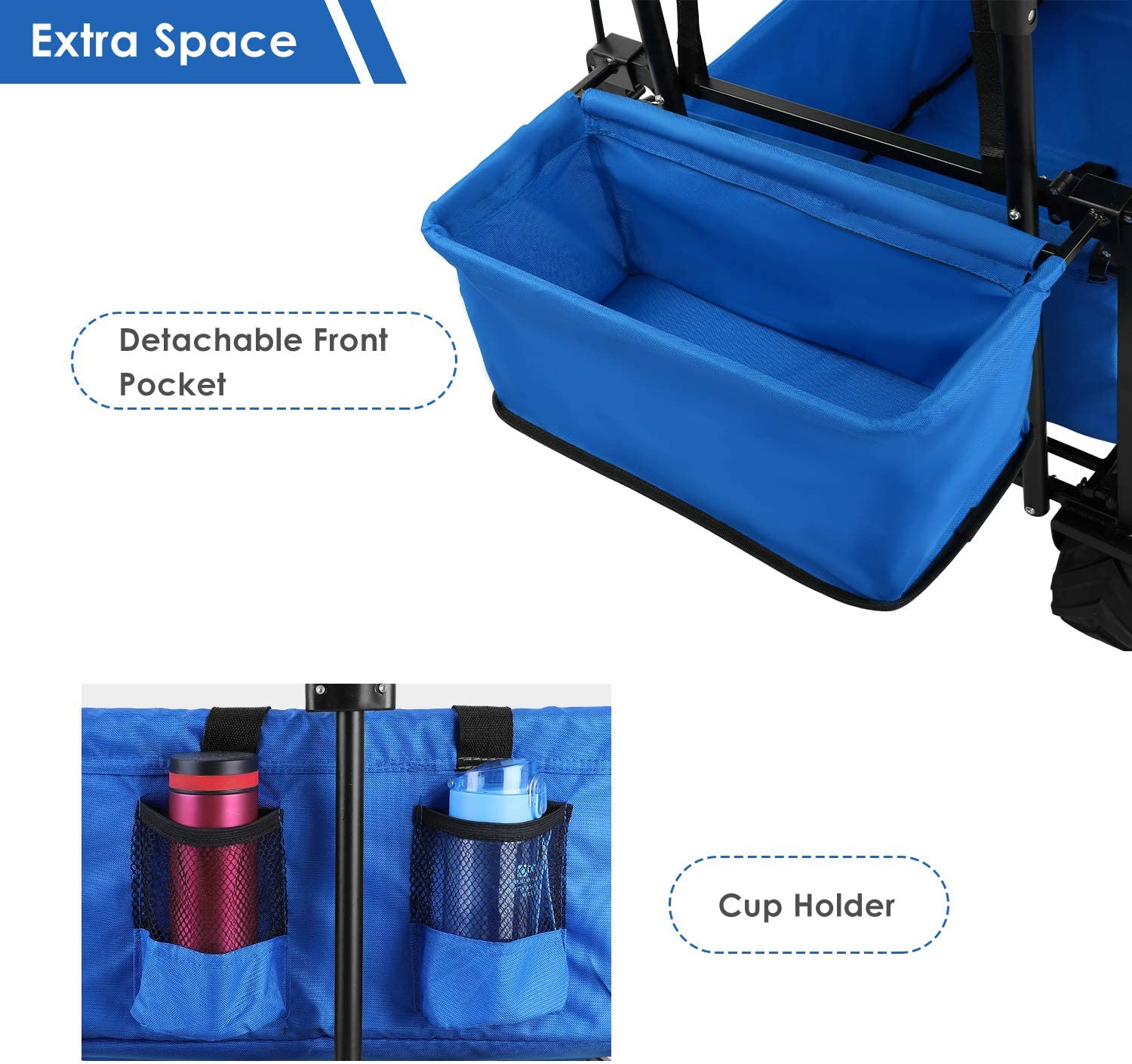 HEMBOR All-Terrain Folding Utility Beach Wagon Cart W/ Removable Canopy