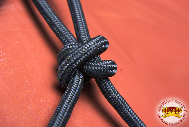 99BH Western Horse Halter 5/16 Inch Braided Poly Rope Lead Black Hilason