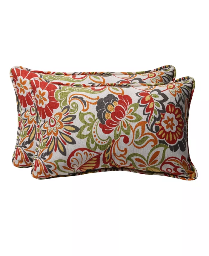 Pillow Perfect Zoe Citrus Rectangular Throw Pillow， Set of 2