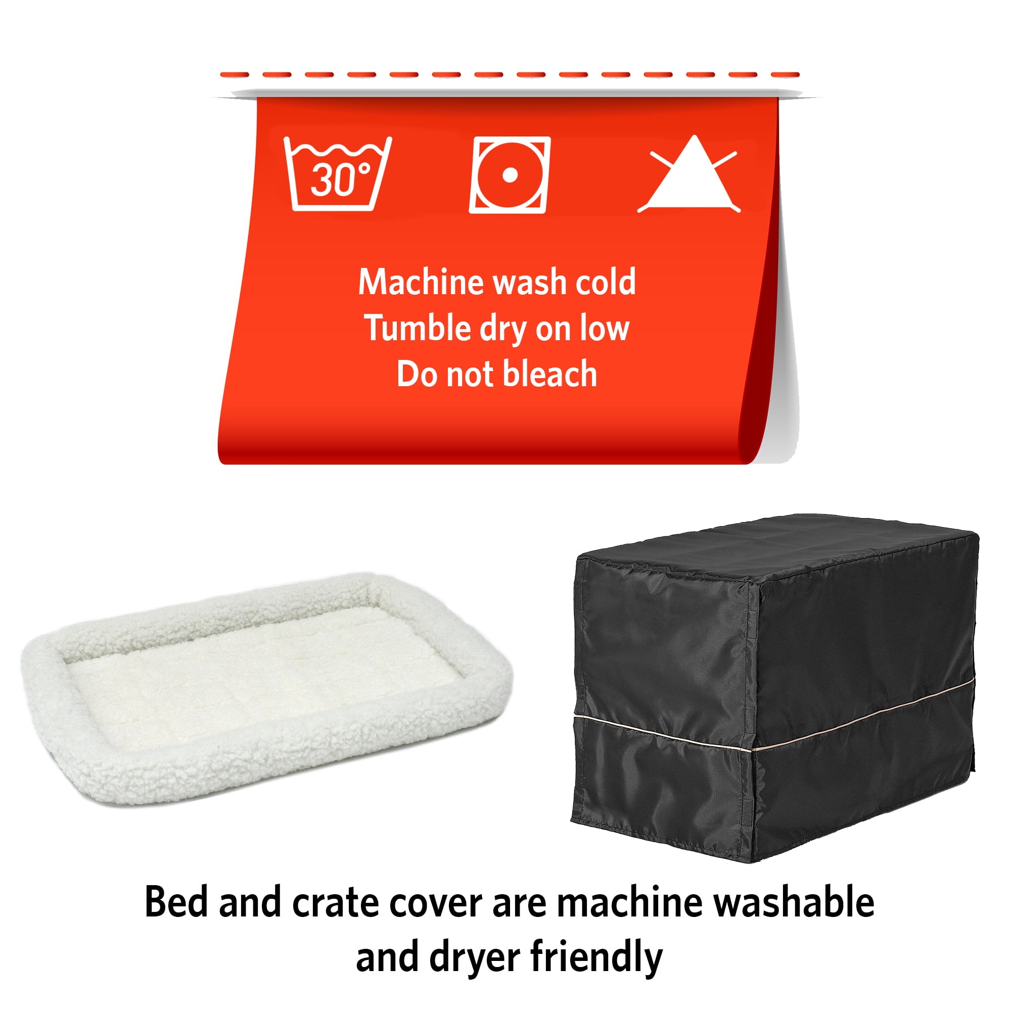 generic Dog Crate Starter Kit | 1 Double-Door iCrate， 1 Pet Bed， 1Crate Cover and 2 Pet Bowls， Small 24