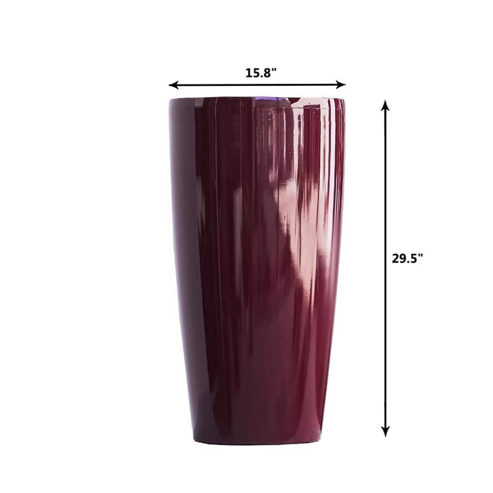 XBRAND 30 in. Tall Red Plastic Nested Self Watering Indoor/Outdoor Tall Round Planter Pot (Set of 2) PL3585RD