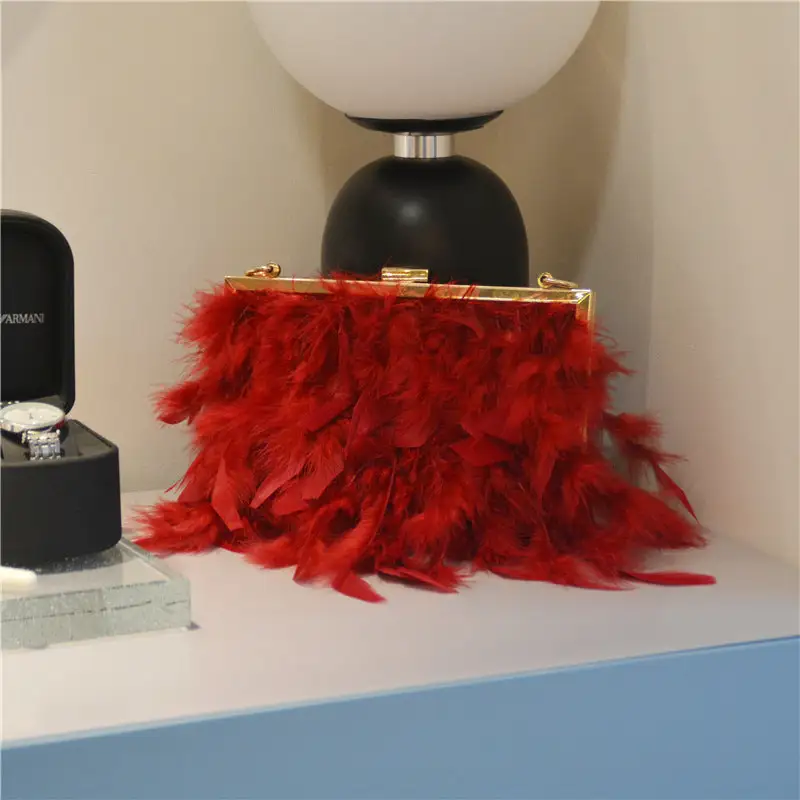 Daily Party Patchwork Feathers Chains Pearl Bags