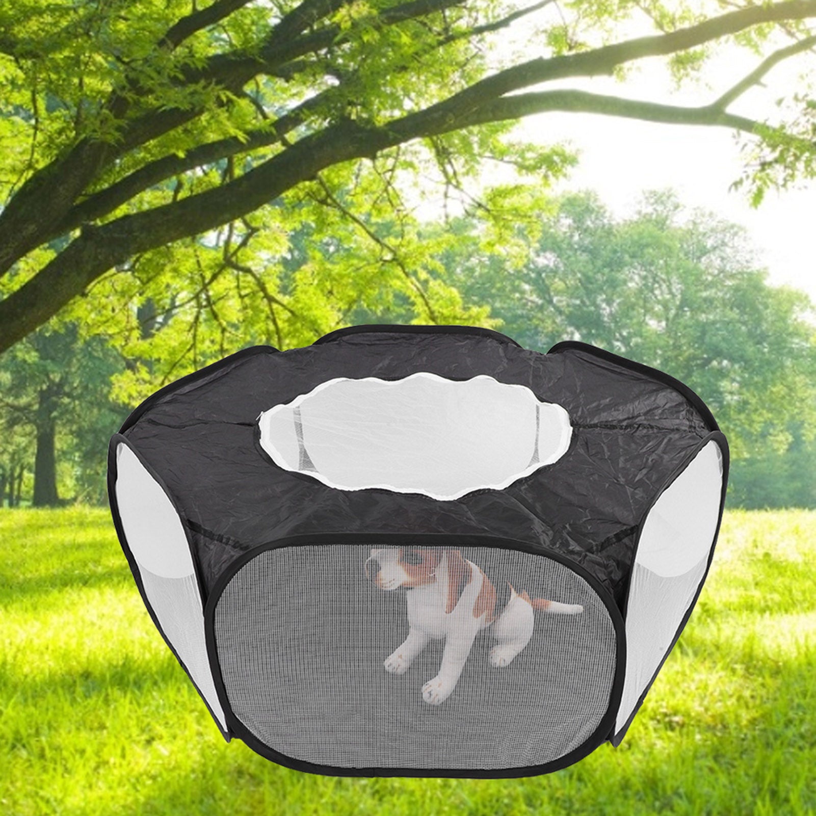 Cat  Cage Tent Playpen Small Pet Playpen， Cloth Pet Folding Playpen， Hamsters For Outdoor Black