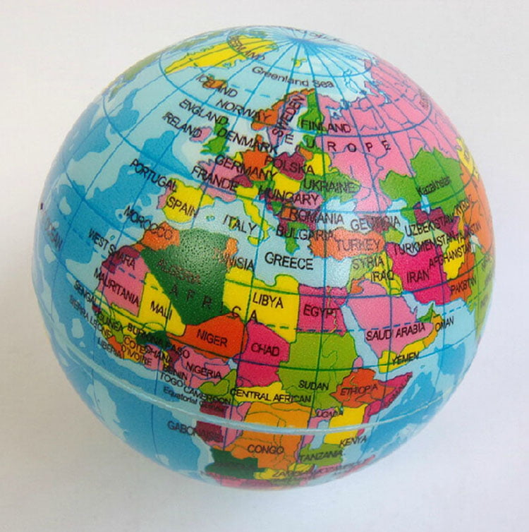 Earth Globe Stress Relief Bouncy Foam Ball Kids World Atlas Geography Map