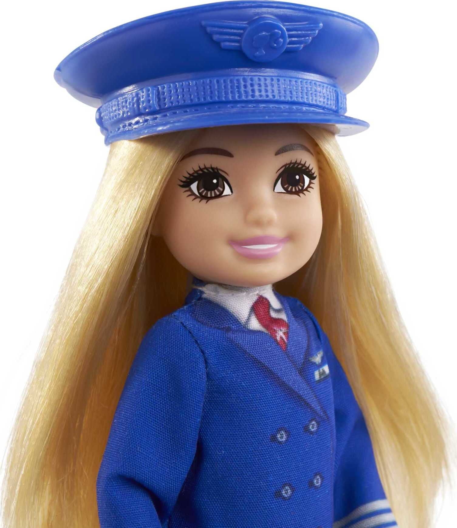 Barbie Chelsea Can Be Doll, Playset with Small Doll, Pilot Outfit, Luggage & Travel Accessories