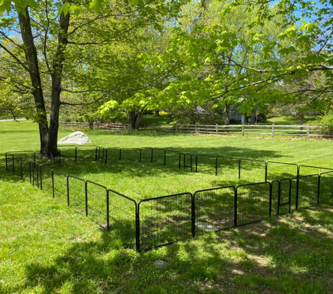 Dog Playpen 8 Panel Foldable Dog Pen Indoor/Outdoor Puppy Pen Pet Playpen for Large Dogs Heavy Duty Metal Exercise Fence for Small Animals with Door for Garden Play Yard 23.6