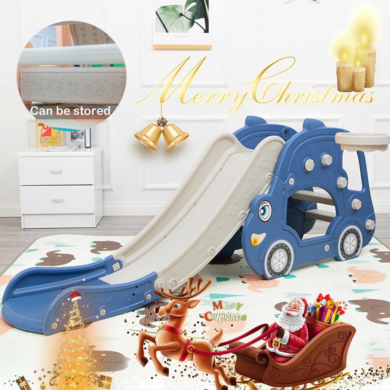 4 in 1Slide for Kids， Toddler Playground Slipping Slide Climber