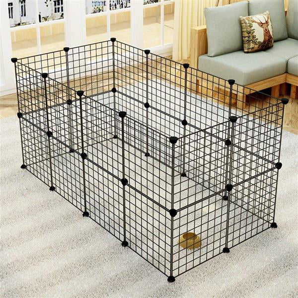 Goodworld Pet Playpen， Small Animal Cage Indoor Portable Metal Wire Yard Fence for Small Animals， Guinea Pigs， Rabbits Kennel Crate Fence Tent Black， 24
