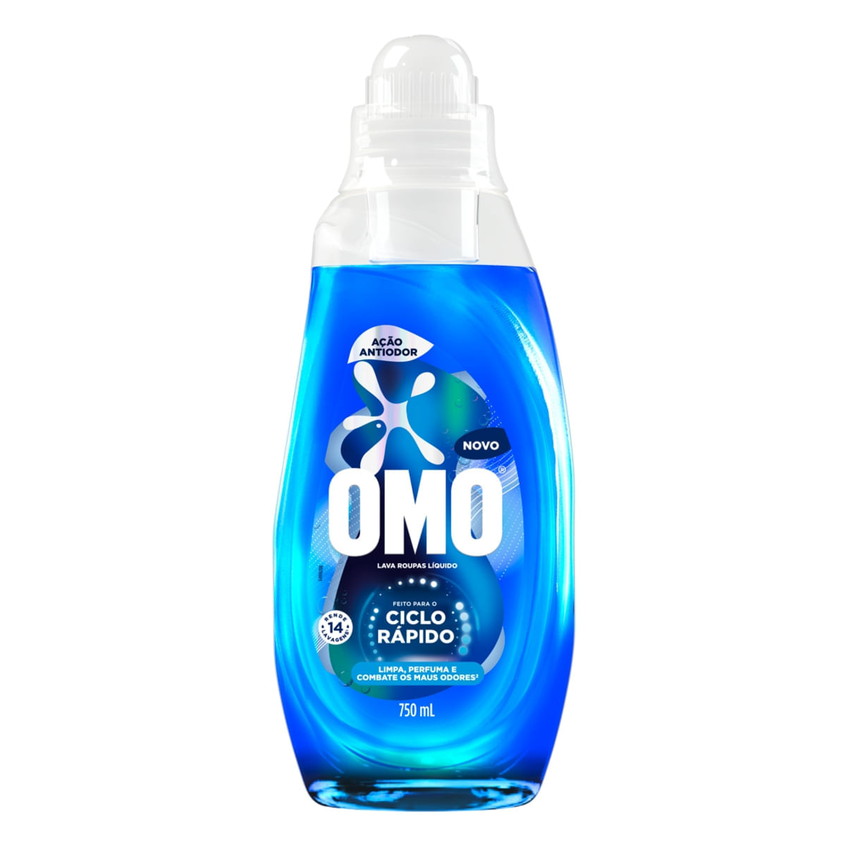 Lava Roupas Liquido Ciclo Rapido OMO Acao Antiodor 750ml