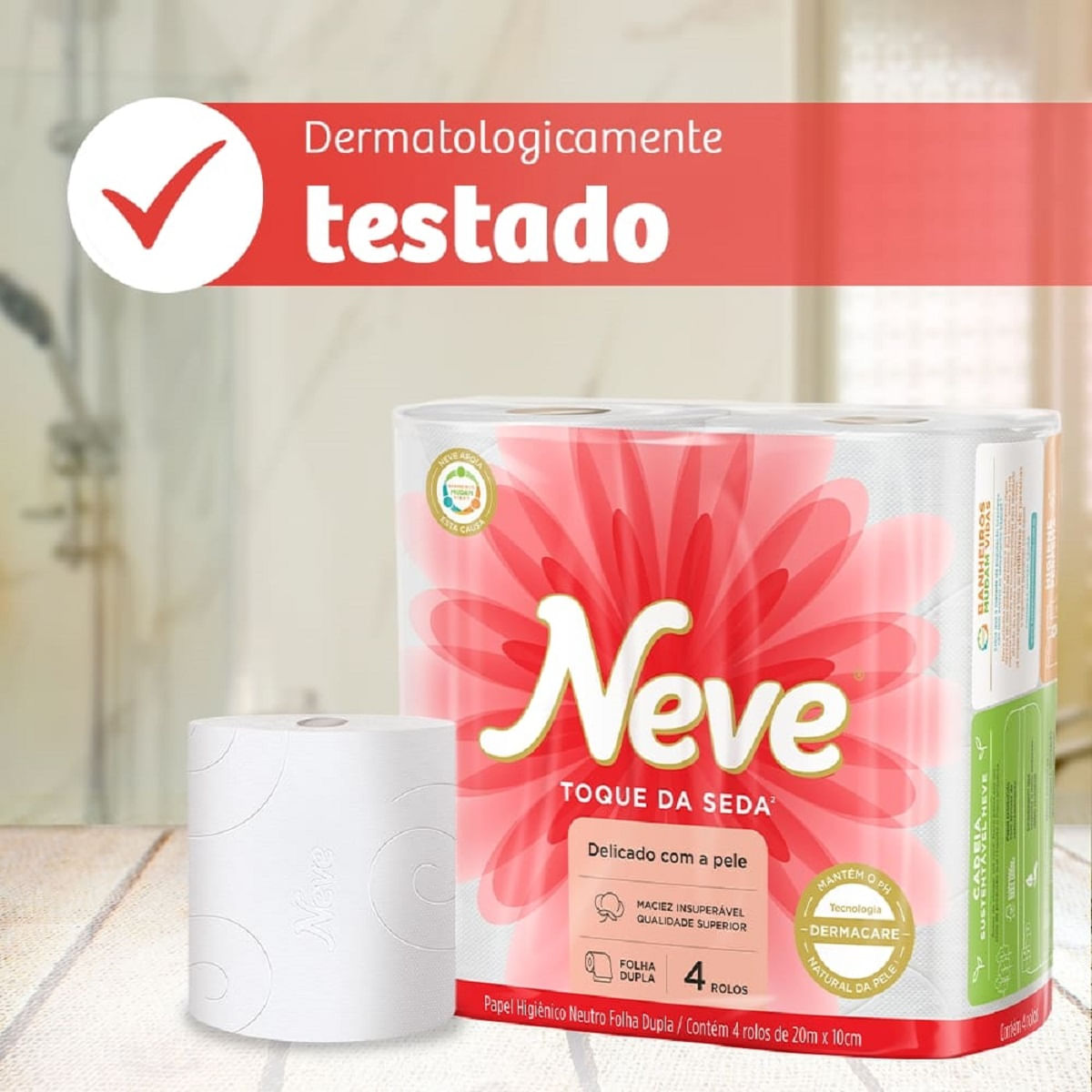 Papel Higienico Neve Toque de Seda Leve 24 Pague 21 - 24 Rolos