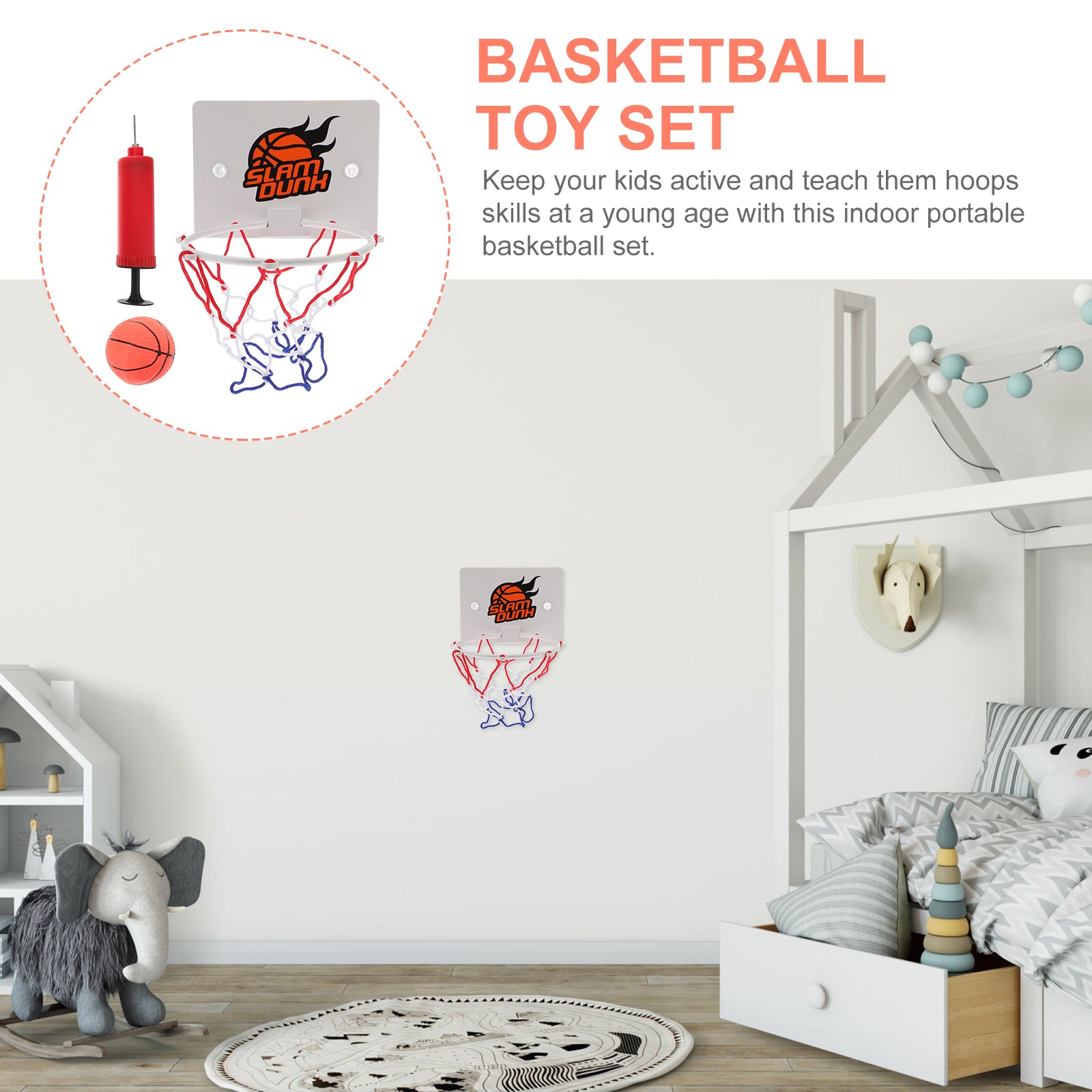 Etereauty 1 Set of Wall Mounted Kids Basketball Board Mini Basketball Netball Indoor Basketball Play Set (Colorful)