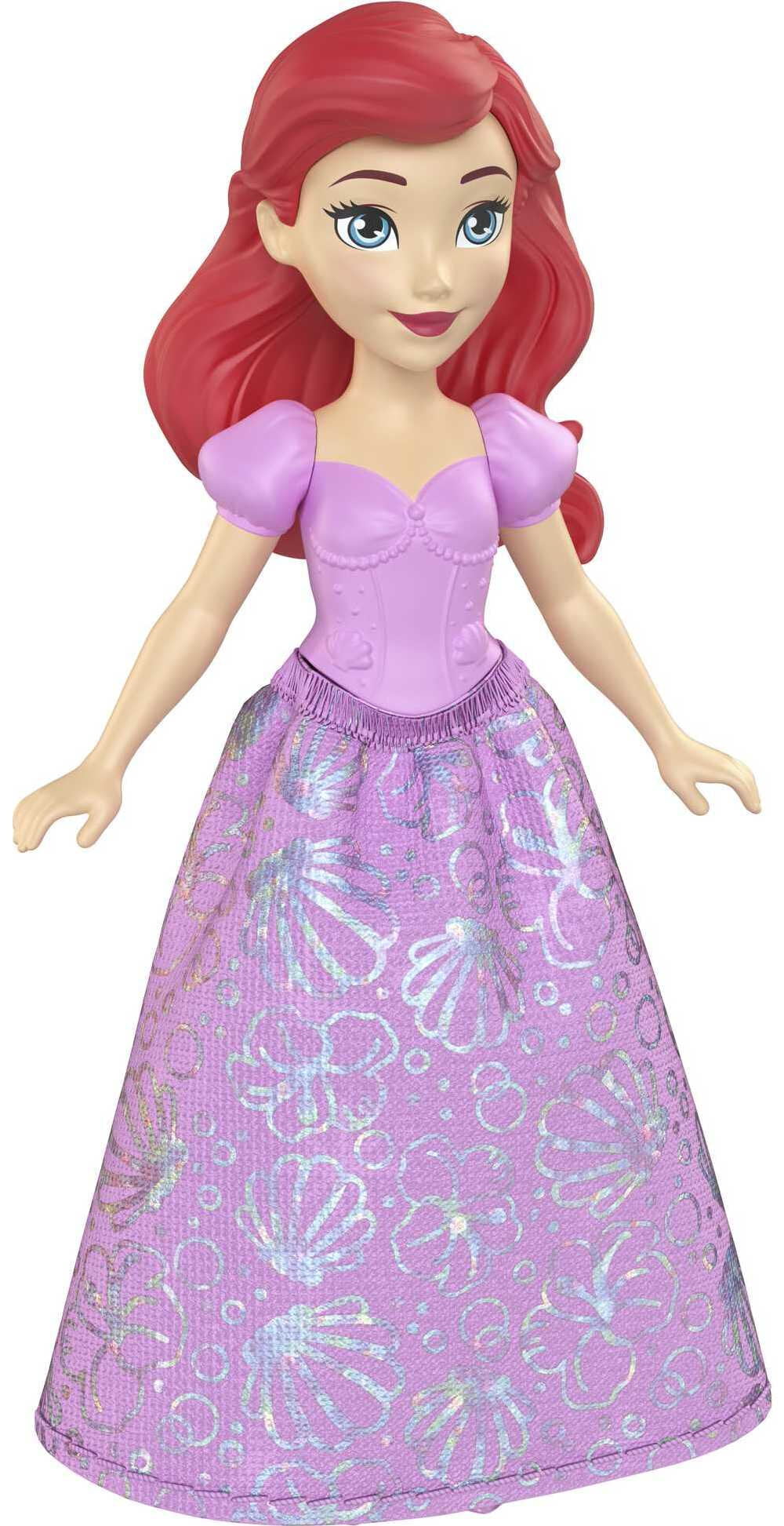 Disney Princess Ariel Small Doll, Red Hair & Blue Eyes, Signature Look with Pink Gown