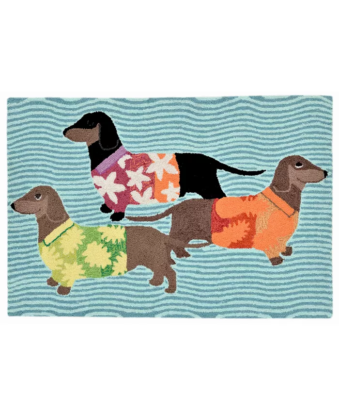 Liora Manne' Liora Manne Front Porch Indoor Outdoor Tropical Hounds Multi 2' x 3' Area Rug