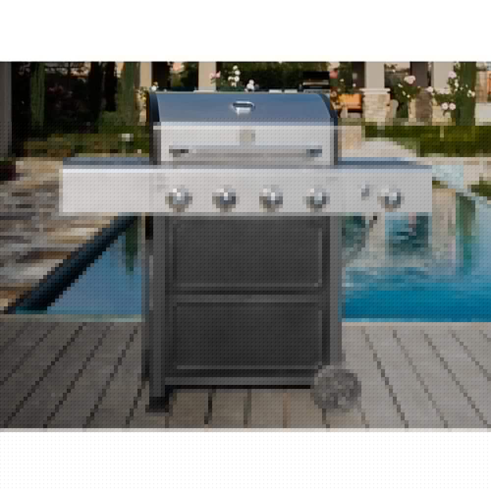 KENMORE Kenmore 4 Burner Open Cart Propane Gas BBQ Grill with Side Burner Stainless Steel and Black