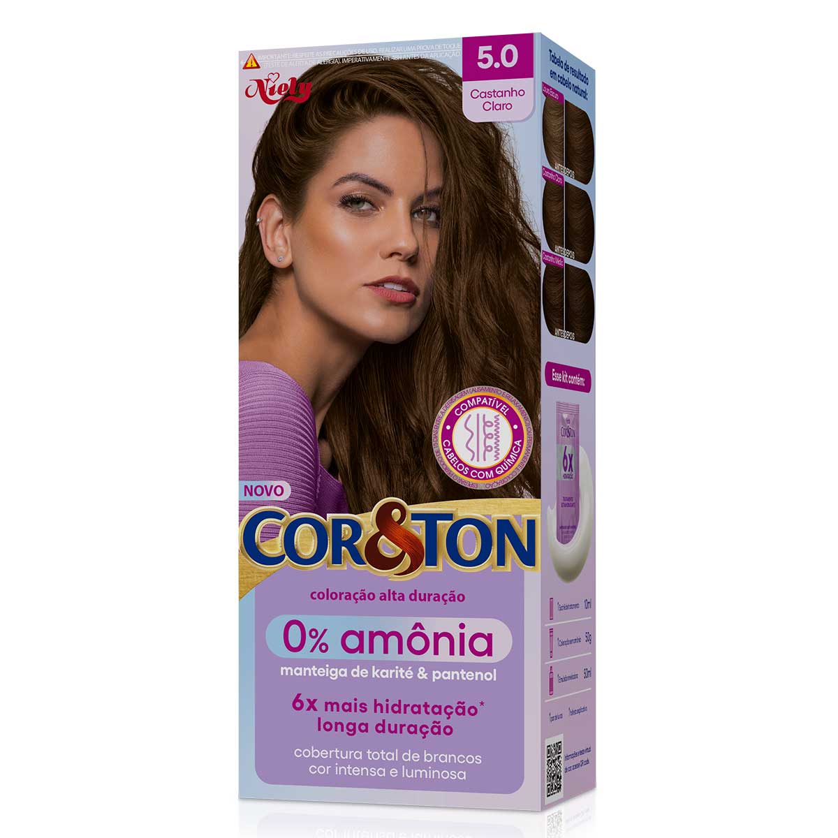 Color Cor Ton Sem Amonia 5.0 Castanho Claro 175g