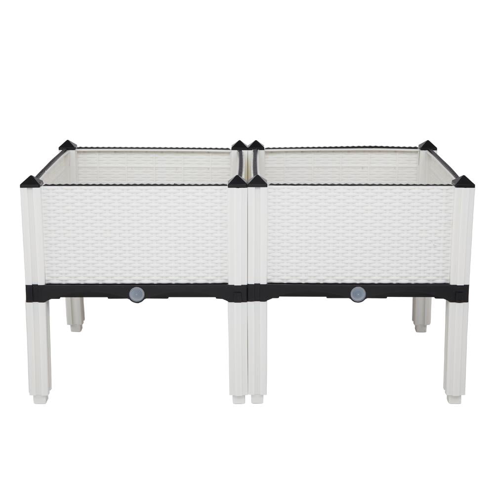 Zimtown Plastic Raised Garden Bed 2PCS Elevated Planter Box White