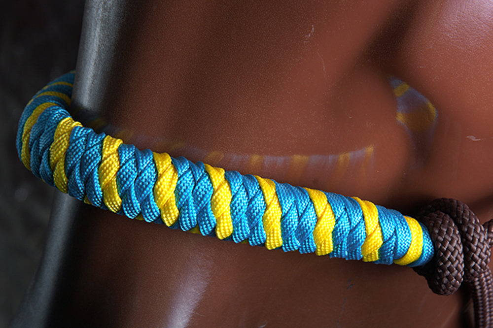 56CE Classic Equine Horse Two Tone  Nylon Halter Turquoise Yellow