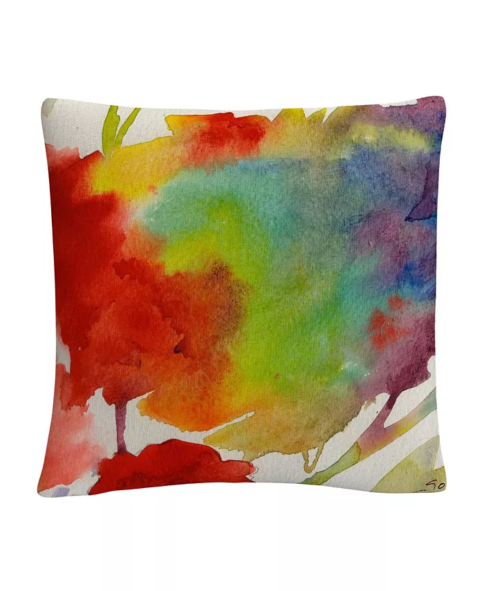 Baldwin Sheila Golden Rainbow Flowers Abstract Bold Motif Decorative Pillow， 16