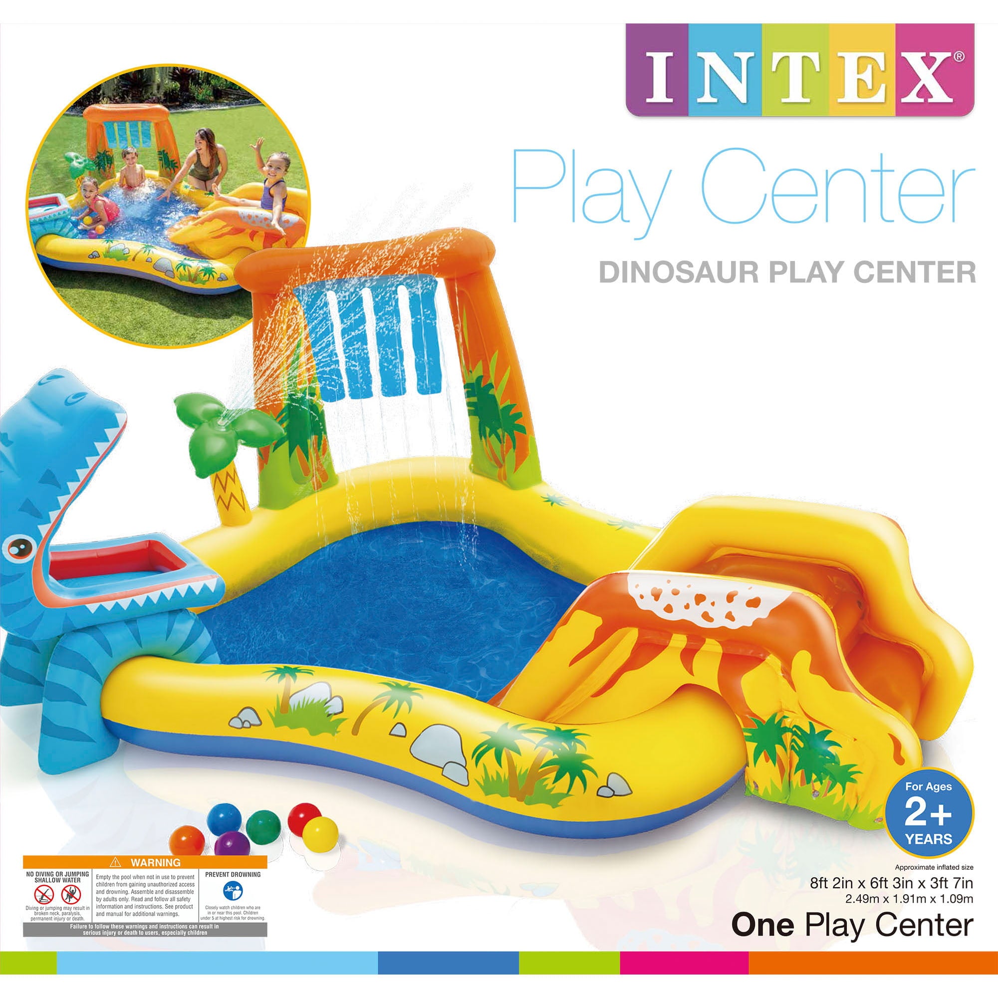 Intex 120V Electric Air Pump and Intex Inflatable Dinosaur Play Center Kids Pool