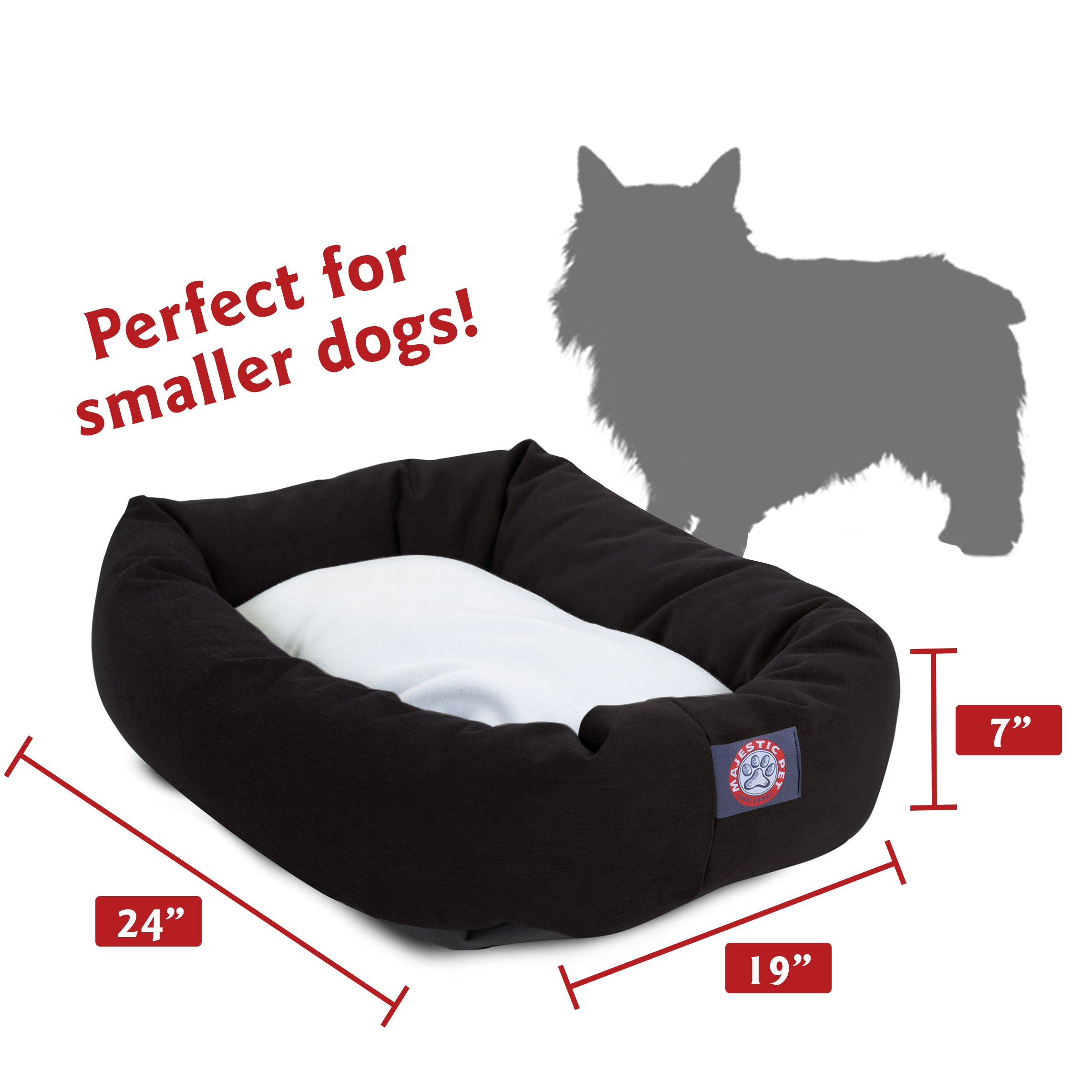 Majestic Pet | Poly/Cotton Sherpa Bagel Pet Bed For Dogs， Black， Small