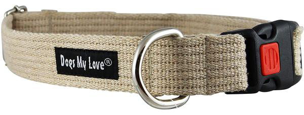 Cotton Web Adjustable Dog Collar with Locking Device 4 Sizes Beige (X-Large: Neck 18