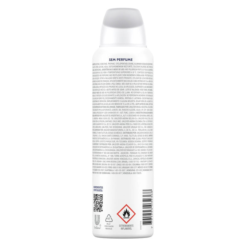 Antitranspirante Aerosol Rexona Sem Perfume 150ml