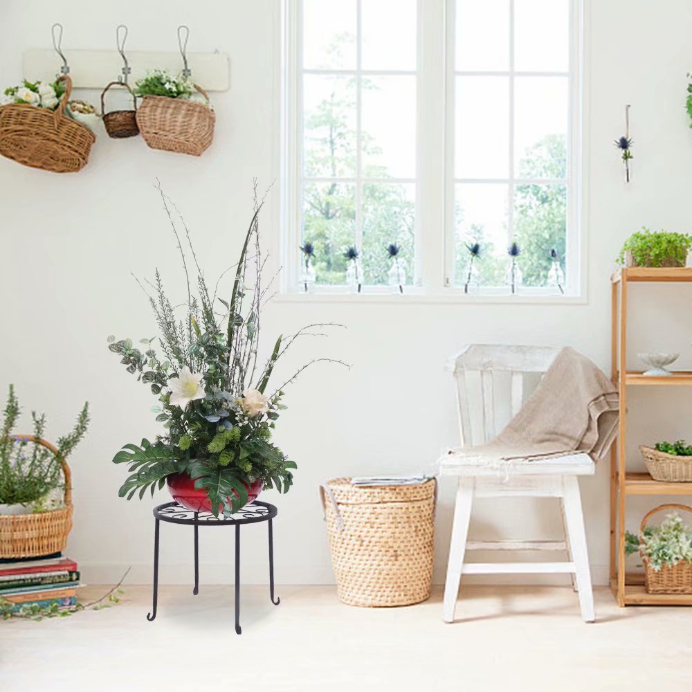 Fortressmount 4pcs Metal Outdoor Indoor Pot Plant Stand Garden Decor Flower Rack Wrought Iron