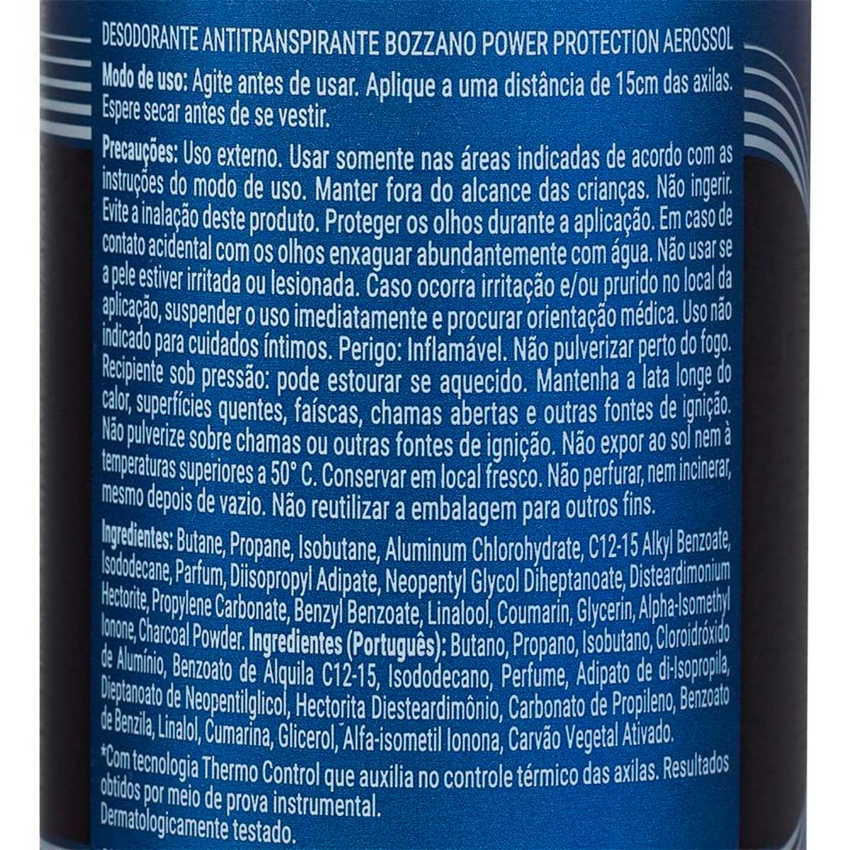 Desodorante Aerossol Antitranspirante Masculino Bozzano Power Protection 150ml