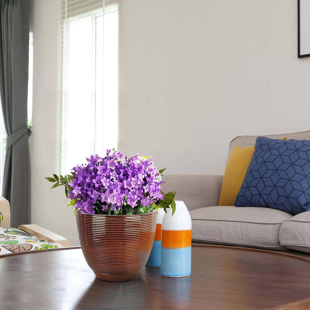 Southern Patio Caylin Small 8 in. 4 Qt. Dia Java Ceramic Indoor Pot with Saucer (2-Pack) CRM-030867P2