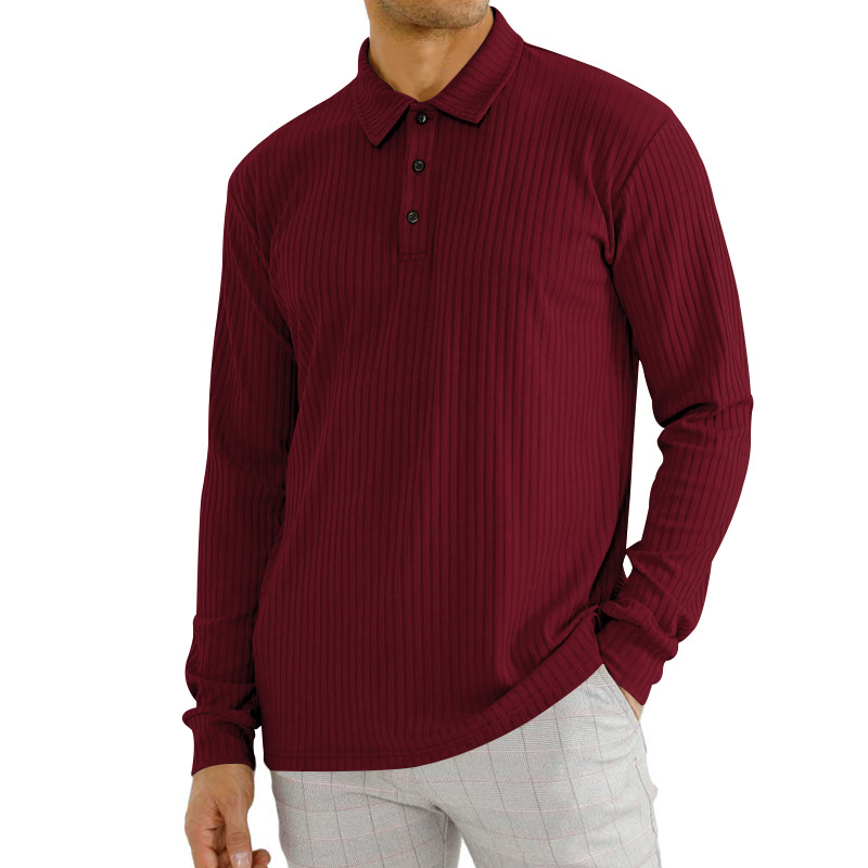 Men's t-shirt casual lapel long sleeve men's polo shirt