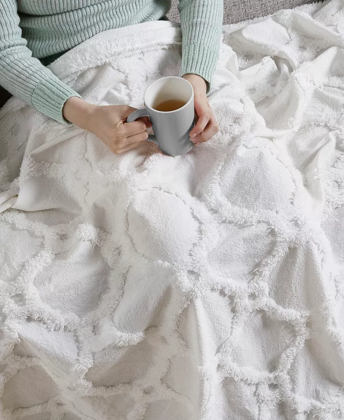 Madison Park Brianne Tufted FringeTrimCotton Throw， 50