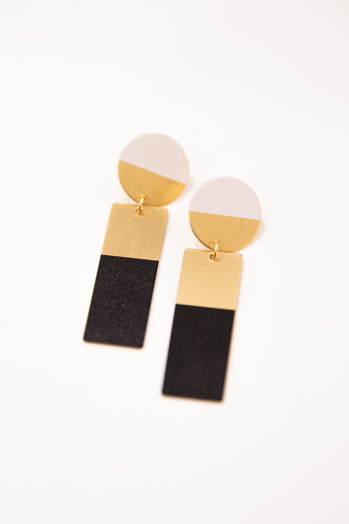 Black and Gold Two Tone Rectangle Earrings