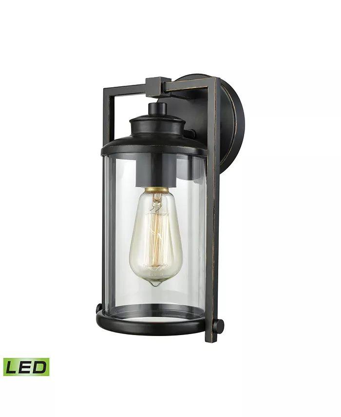 Macy's Frampton 1 Light Outdoor Wall Sconce in Aged Bronze with Clear Glass