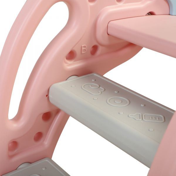 3 in 1 Kids Climber and Slide， Toddler Play Set with Basketball Hoop and Ball， Indoor Outdoor Freestanding Slide for Preschool Boys Girls - Pink