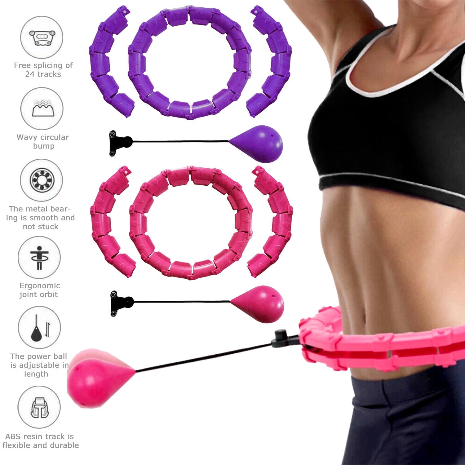 24 Knots Smart Hula Hoop Detachable Massage Exerciser Fitness