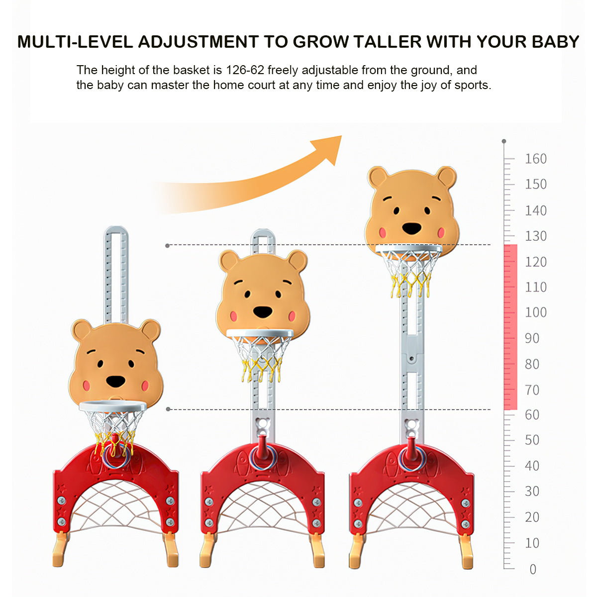 Kids Basketball Hoop Toddler Sports Activity Center with Adjustable Height Basketball Soccer Golf Game Set Indoor Outdoor Basketball Hoop Set Best Gift for Baby as pic