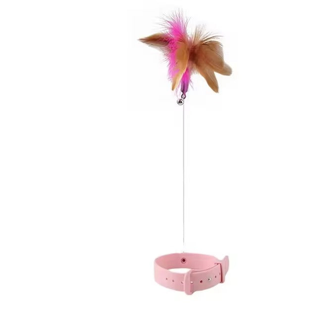 Interactive Cat Collar Toy | Feather & Bell Design for Hunting Instinct & Stress Relief
