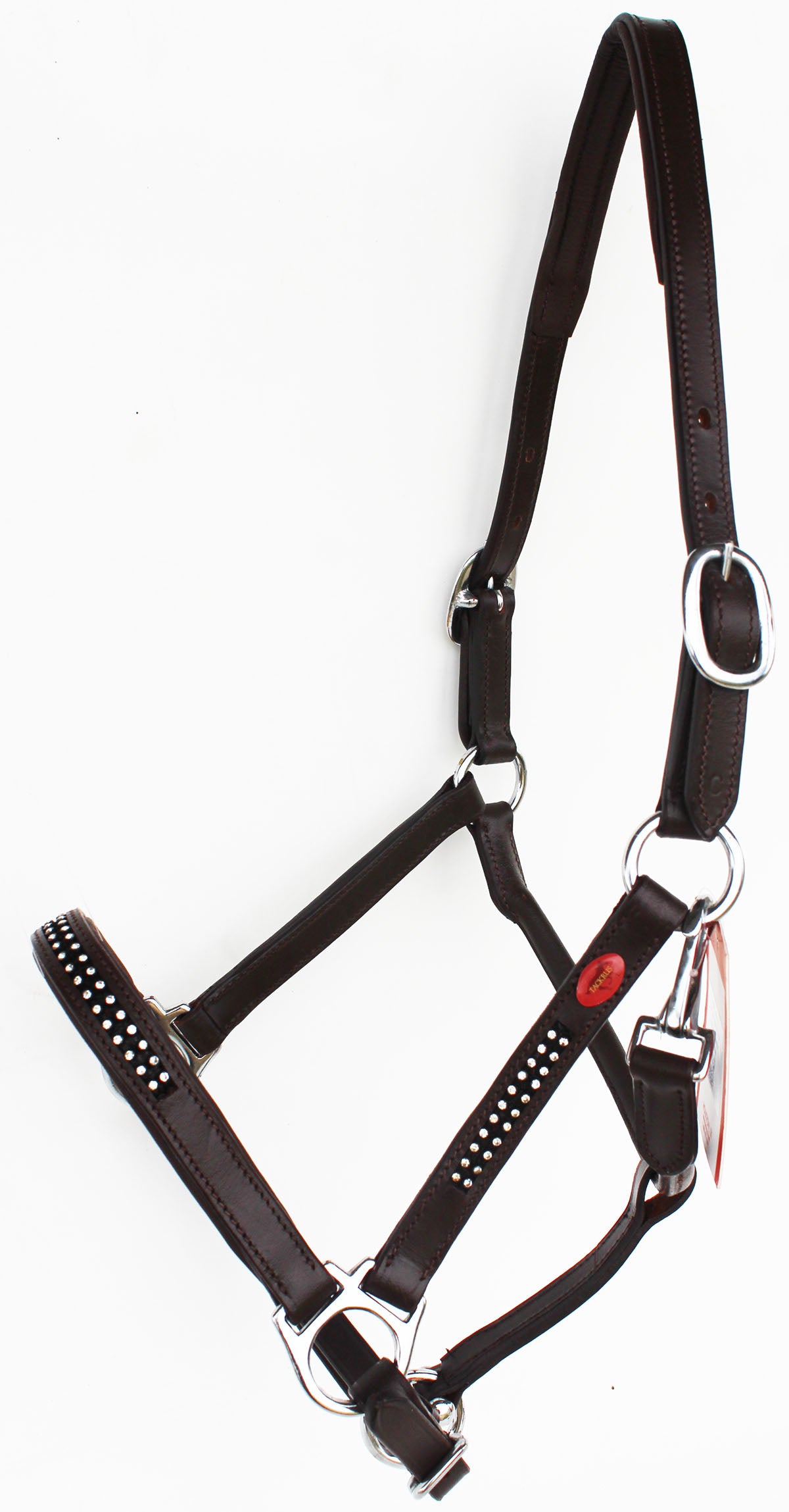 Horse English Padded Leather Western Show  Halter Crystals Brown Full 803214CKF