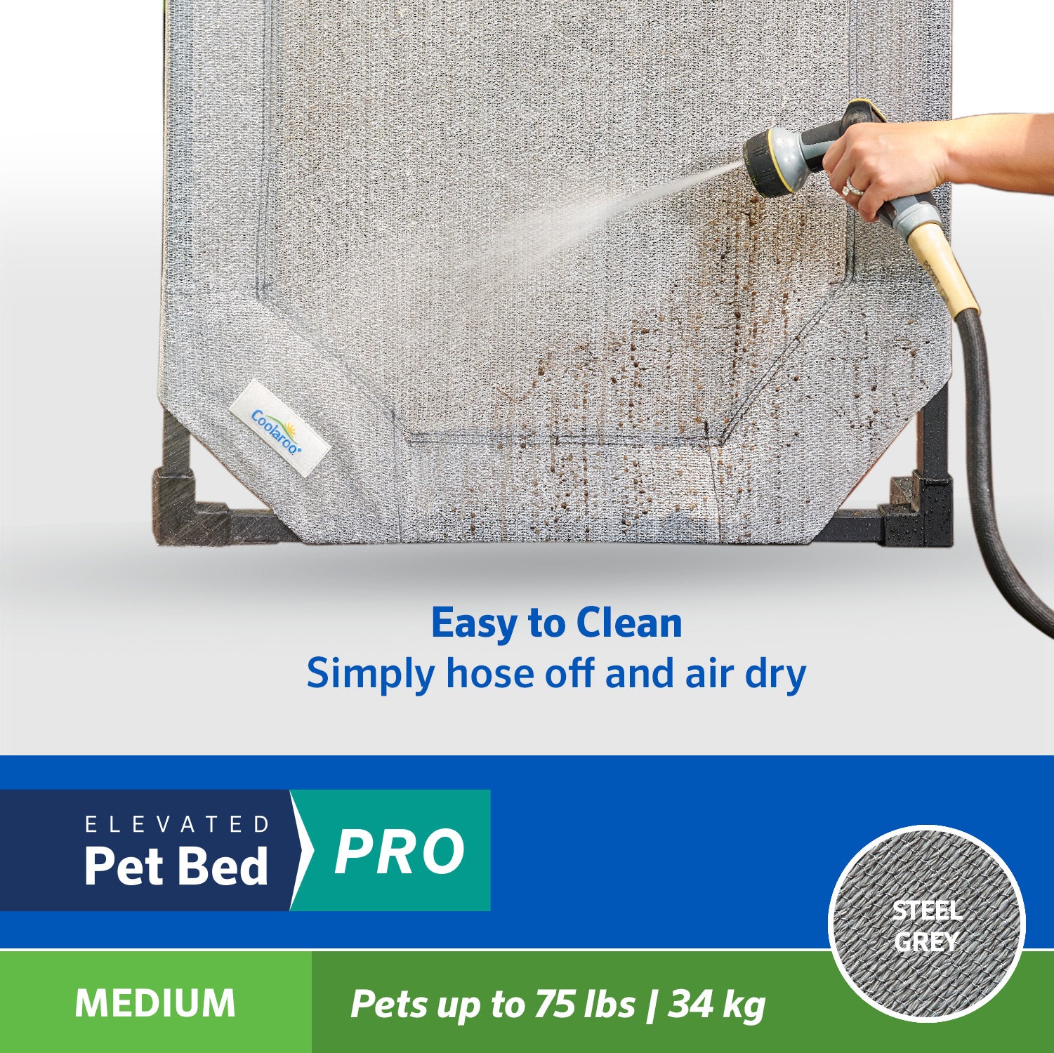 Coolaroo Cooling Elevated Dog Bed Pro， Medium， Fits in 42in Crates， Steel