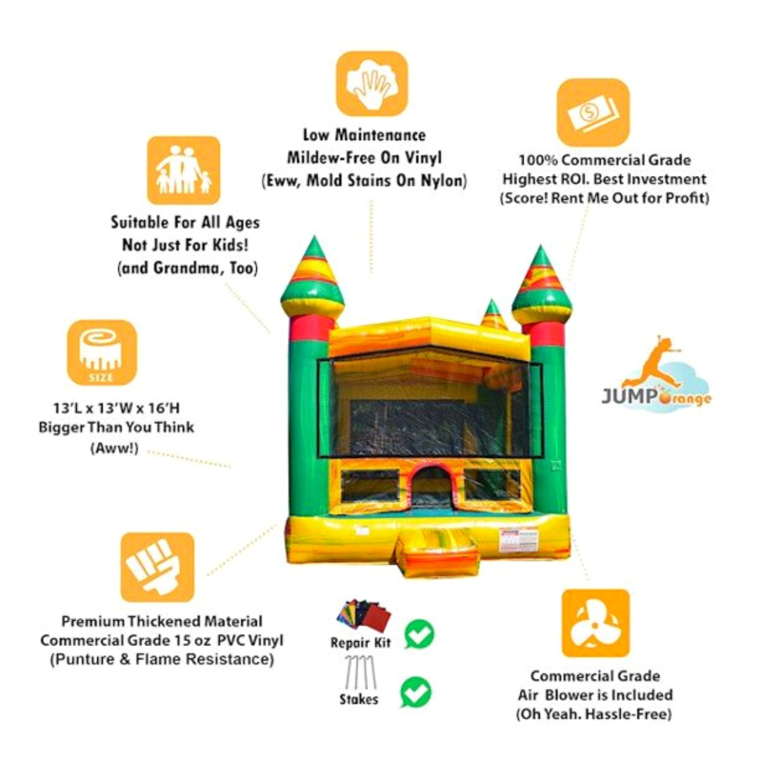 JumpOrange Fiesta Inflatable Bounce House for Kids and Adults (13' x 13')， Commercial Grade