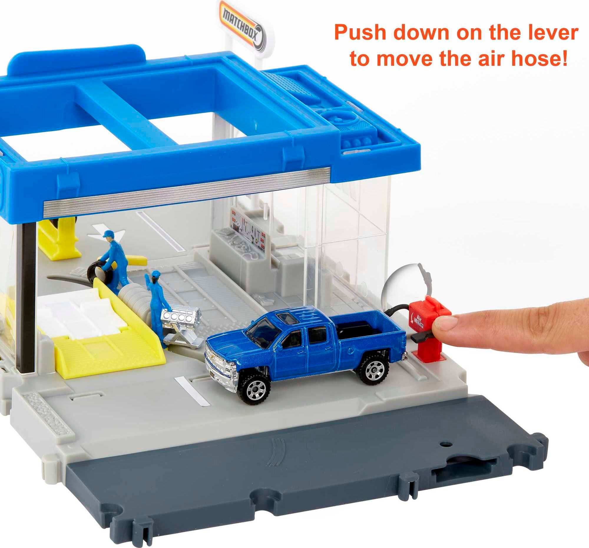 Matchbox Action Drivers Auto Shop Playset with 1:64 Scale Toy Car and Moving Pieces