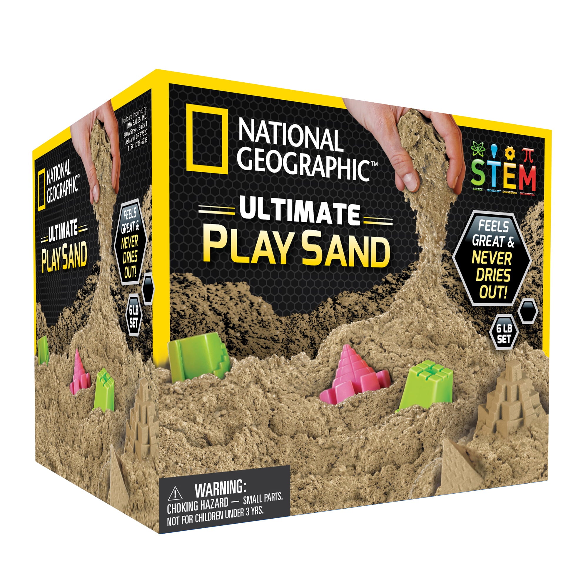 National Geographic Play Sand - 6 lbs of Sand with Castle Molds (Natural Sand color) - A Fun Sensory Sand Activity